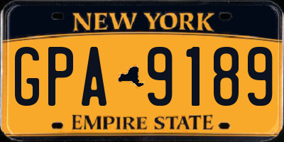 NY license plate GPA9189