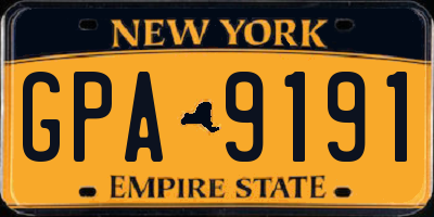 NY license plate GPA9191