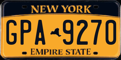 NY license plate GPA9270