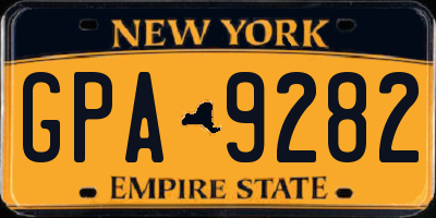 NY license plate GPA9282