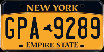 NY license plate GPA9289