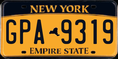 NY license plate GPA9319