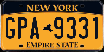NY license plate GPA9331