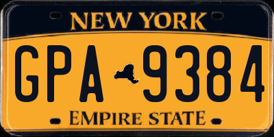 NY license plate GPA9384