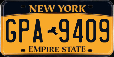 NY license plate GPA9409