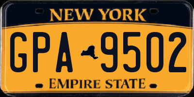 NY license plate GPA9502