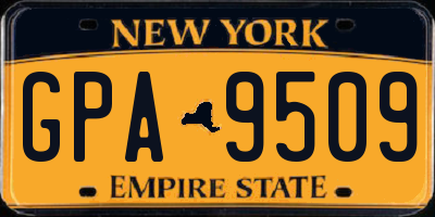 NY license plate GPA9509