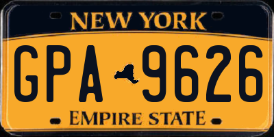 NY license plate GPA9626