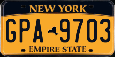 NY license plate GPA9703