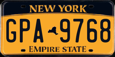 NY license plate GPA9768