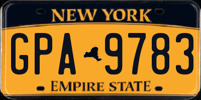 NY license plate GPA9783