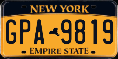 NY license plate GPA9819