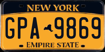 NY license plate GPA9869