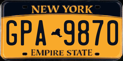 NY license plate GPA9870
