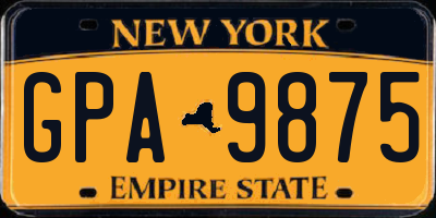 NY license plate GPA9875