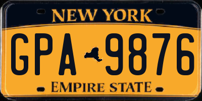 NY license plate GPA9876