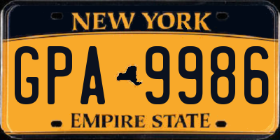 NY license plate GPA9986