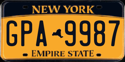 NY license plate GPA9987