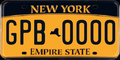 NY license plate GPB0000