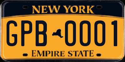 NY license plate GPB0001