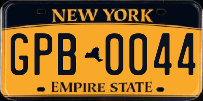 NY license plate GPB0044