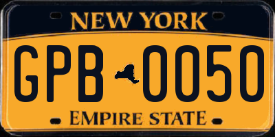 NY license plate GPB0050