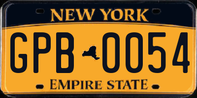 NY license plate GPB0054