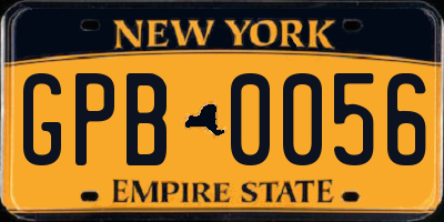 NY license plate GPB0056