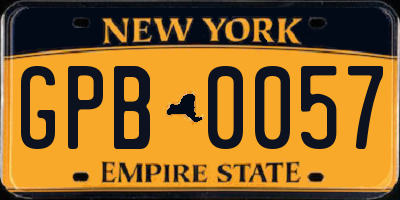 NY license plate GPB0057