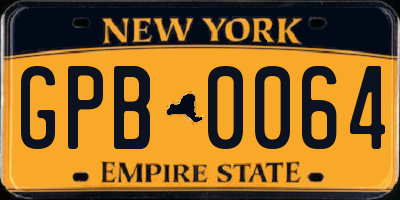 NY license plate GPB0064