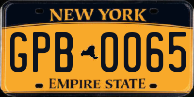 NY license plate GPB0065