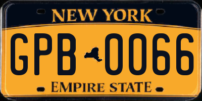 NY license plate GPB0066
