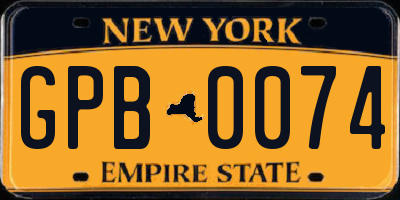 NY license plate GPB0074