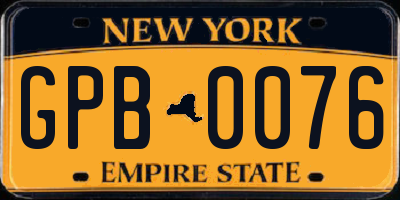 NY license plate GPB0076