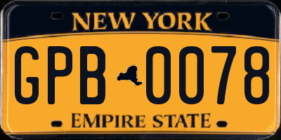 NY license plate GPB0078