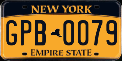 NY license plate GPB0079