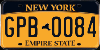 NY license plate GPB0084