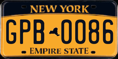 NY license plate GPB0086