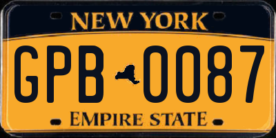 NY license plate GPB0087