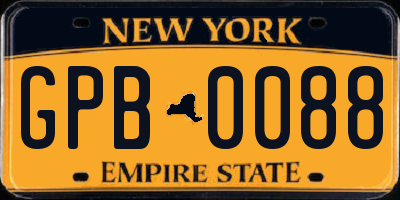 NY license plate GPB0088