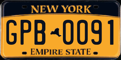 NY license plate GPB0091