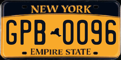 NY license plate GPB0096