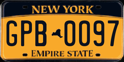 NY license plate GPB0097