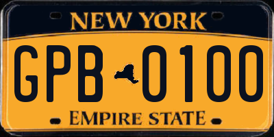 NY license plate GPB0100