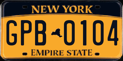 NY license plate GPB0104