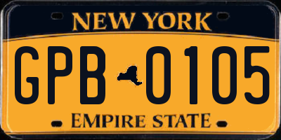 NY license plate GPB0105