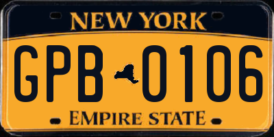 NY license plate GPB0106