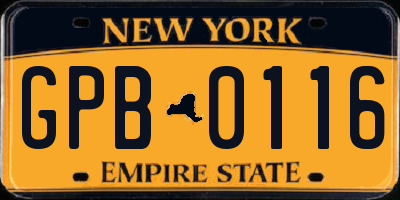 NY license plate GPB0116