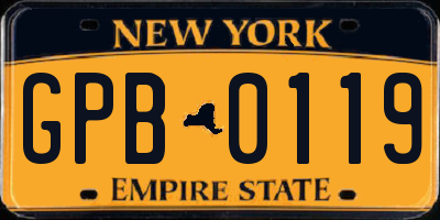 NY license plate GPB0119