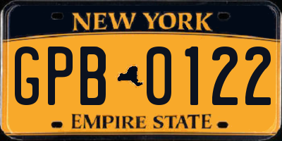 NY license plate GPB0122